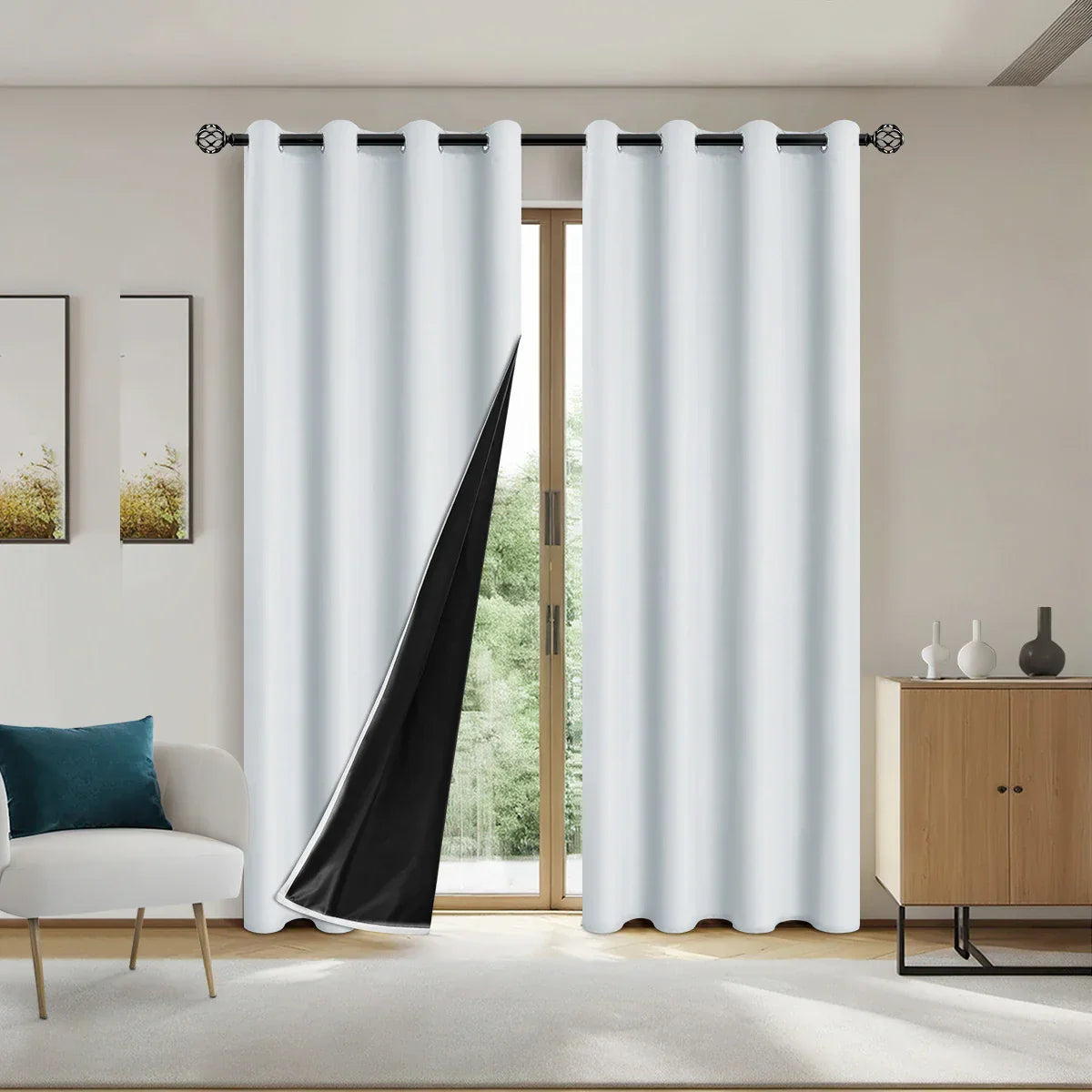 Luxedrape 100% Blackout Curtains With Coated Lining For Bedroom And Living Room