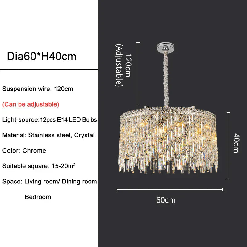 Candelabru Elara Cristal cu Cristale K9 și Lumină Caldă