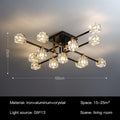 Lámpara de araña de cristal Nebulosa Obsidiana con bordes dorados y LED G9