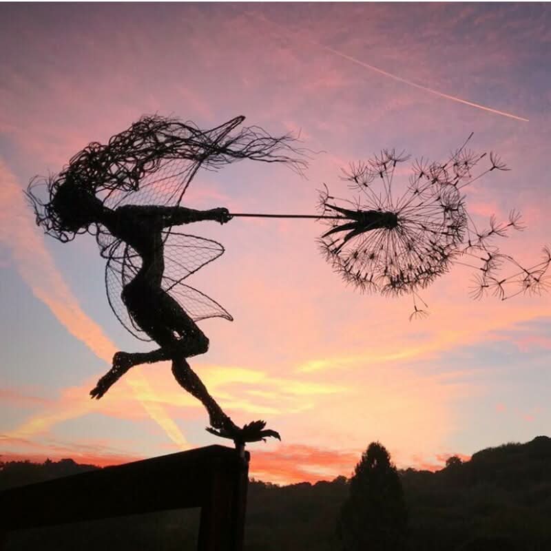 Fairy metalen tuinbeeld voor buiten, gazondecoratie en tuinornament