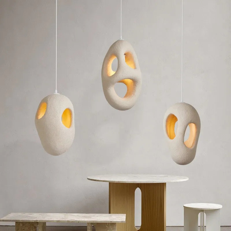Závěsné LED svítidlo Nori Wabi pro loft s ručně vyráběnými mušlemi