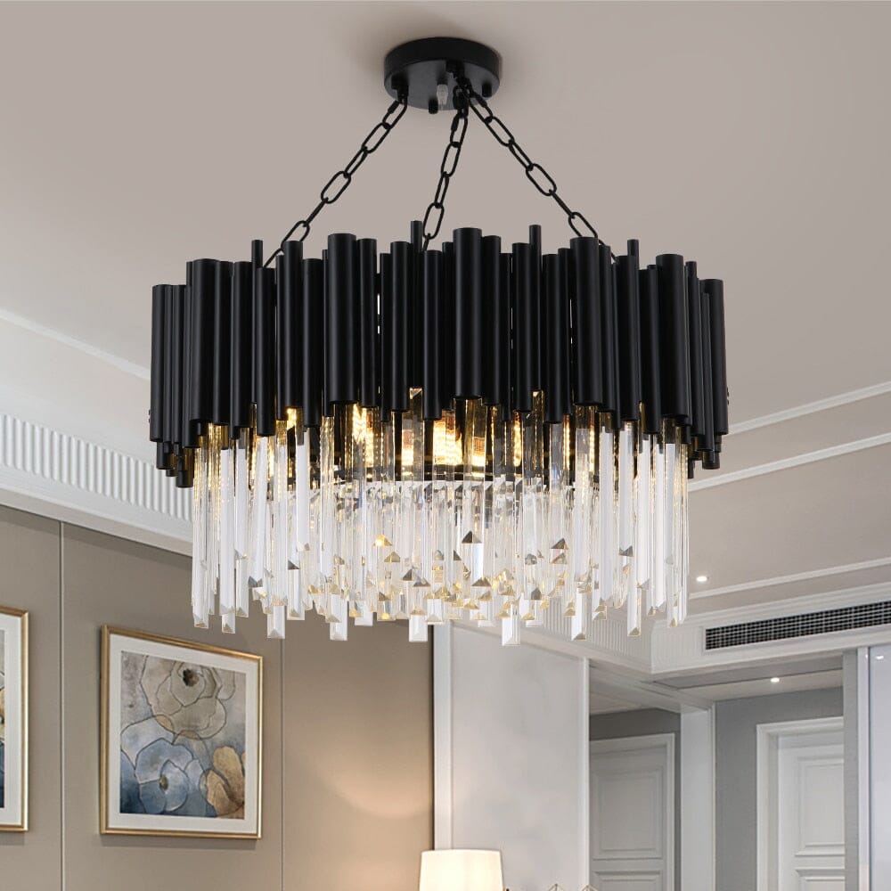 Collection de lustres en cristal Nova en finition noir mat