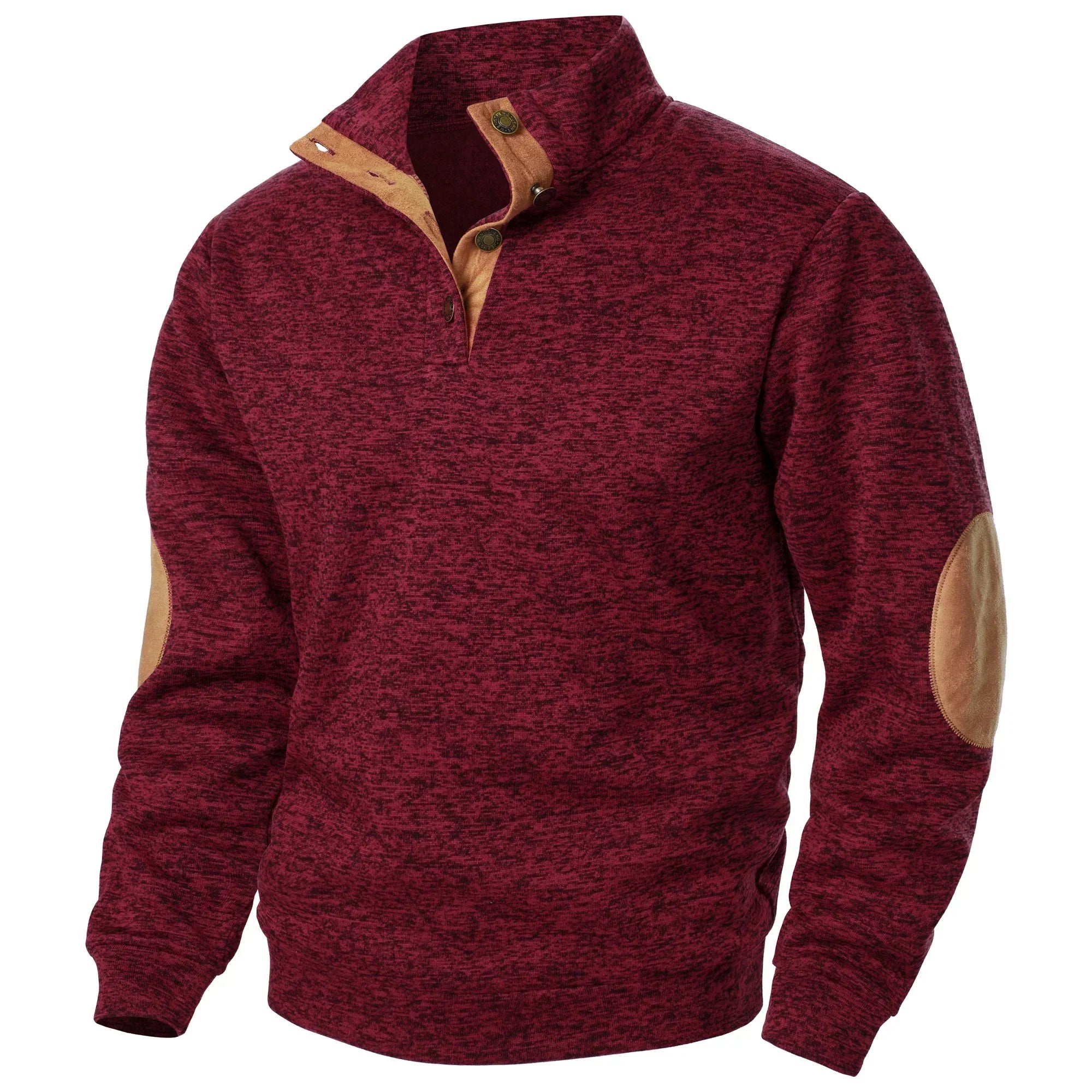 Astra Button-Detail Knit Sweater With Stand Collar Long Sleeves