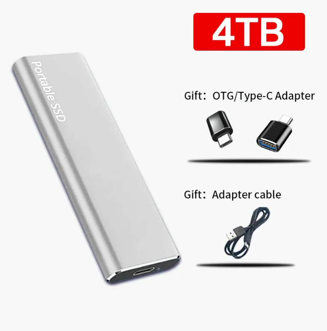PC ve Mac için 4TB USB-C Harici Taşınabilir Depolama Ünitesi