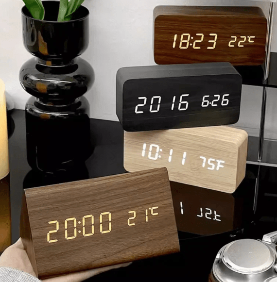 LumaWood LED Clock With Voice Activation For Any Space