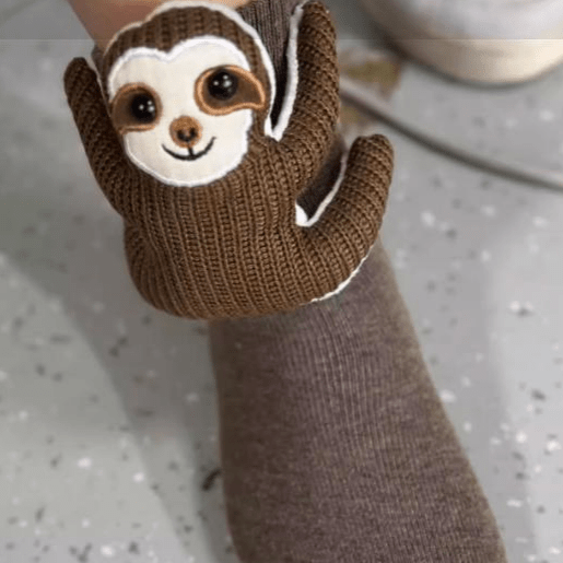 CozyNest Husstrumpor för Hemmavila med 3D-djurdetalj och Halkskydd