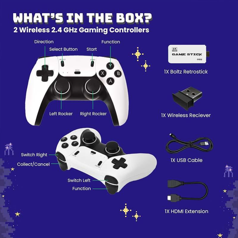 Novaplay Retro Plug-and-Play Console With 30,000 Classic Games And 2 Wireless Controllers