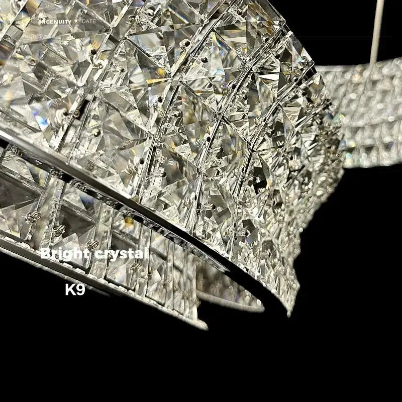 Aurora Luxe Crystal Round Chandeliers In Stainless Steel Finish