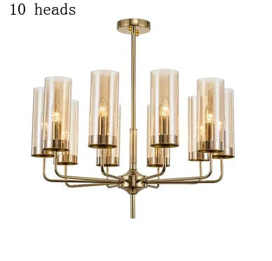 Lumenia blå glass LED-lysekrone med gullbelagt finish