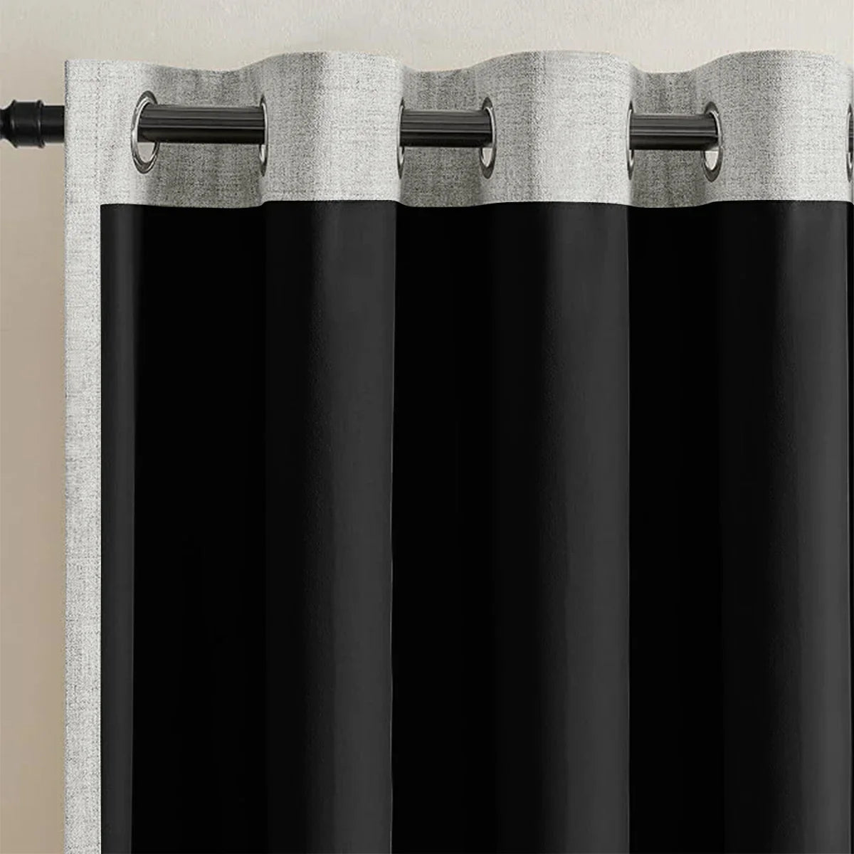 Noctavia 2 Panel 100% Blackout Linen Curtains With Tiebacks For Bedroom And Living Room