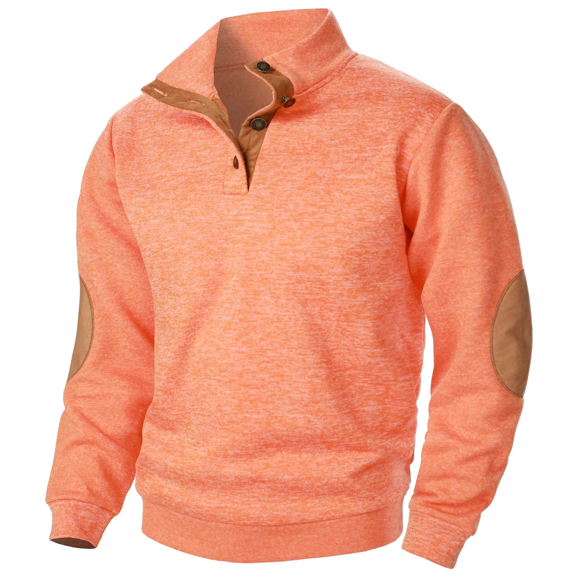 Astra Button-Detail Knit Sweater With Stand Collar Long Sleeves
