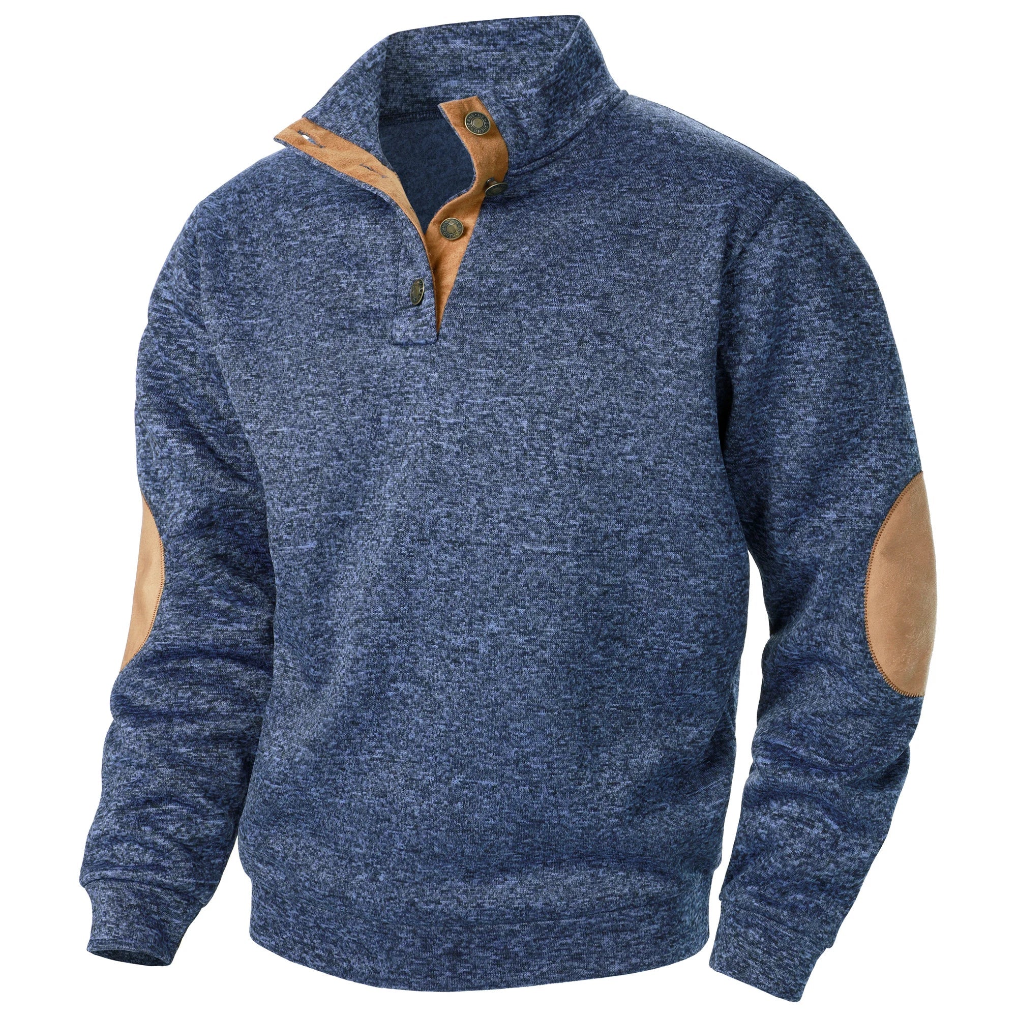 Astra Button-Detail Knit Sweater With Stand Collar Long Sleeves