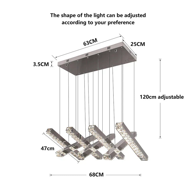 LustraNova Kristall LED-Lüster mit silbernem Chrom-Finish