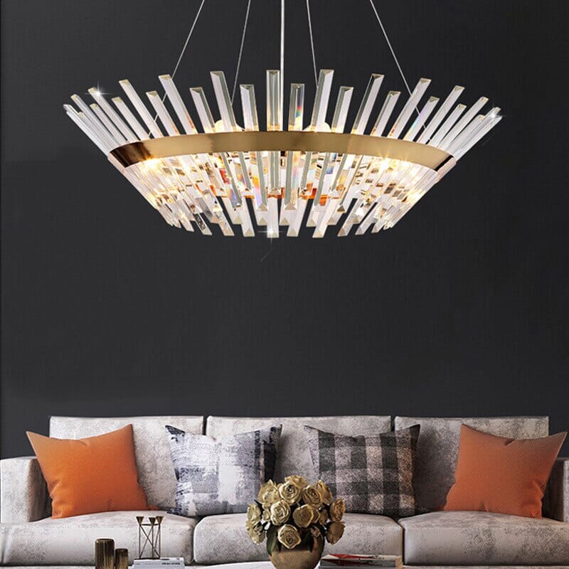 Elara Crystal Ring Chandelier With Champagne Gold Glow Crystals