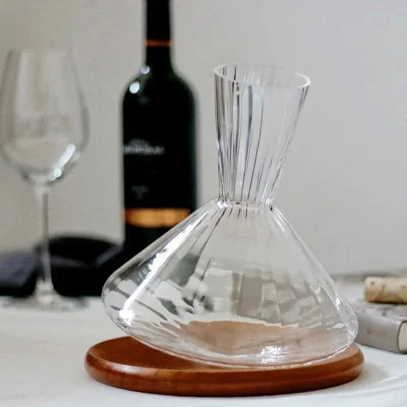 Otáčecí skleněná karafa na víno, 1 litr pro milovníky vína, elegantní stolní doplněk