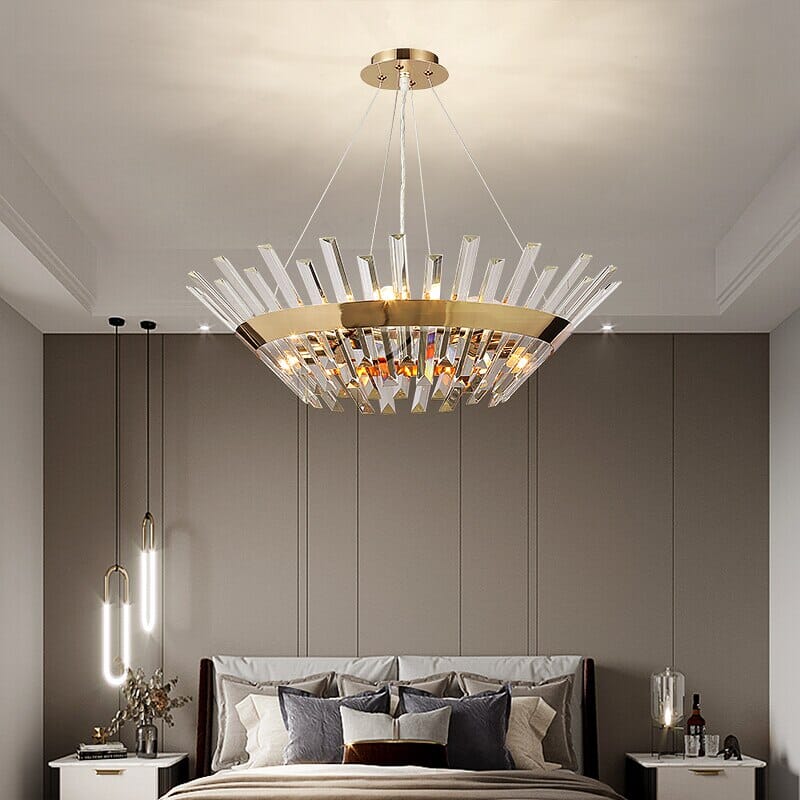 Elara Crystal Ring Chandelier With Champagne Gold Glow Crystals
