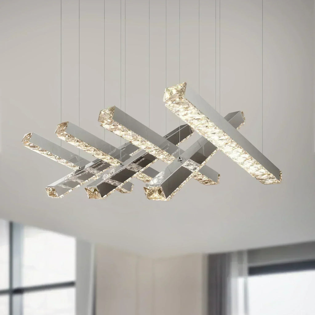 LustraNova Kristall LED-Lüster mit silbernem Chrom-Finish
