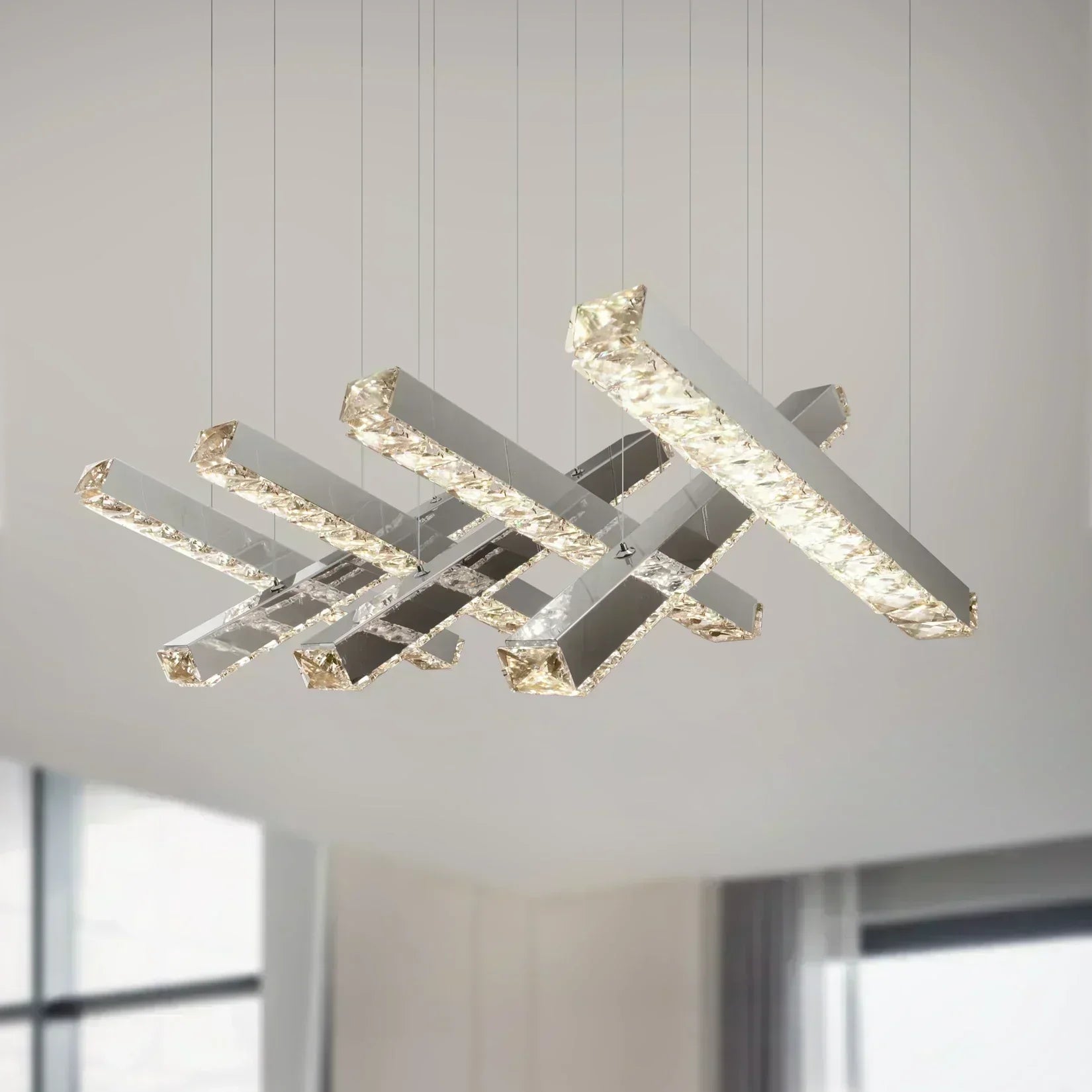 LustraNova Kristall LED-Lüster mit silbernem Chrom-Finish
