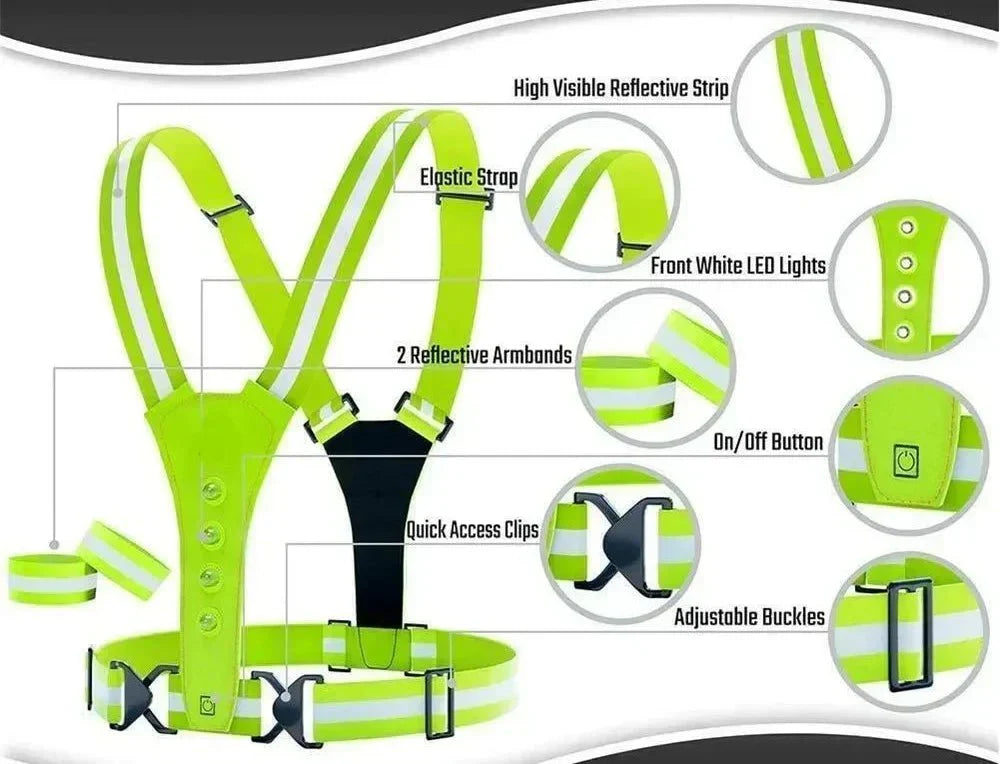LumaRun Reflective LED Night Running Vest With Adjustable Lights