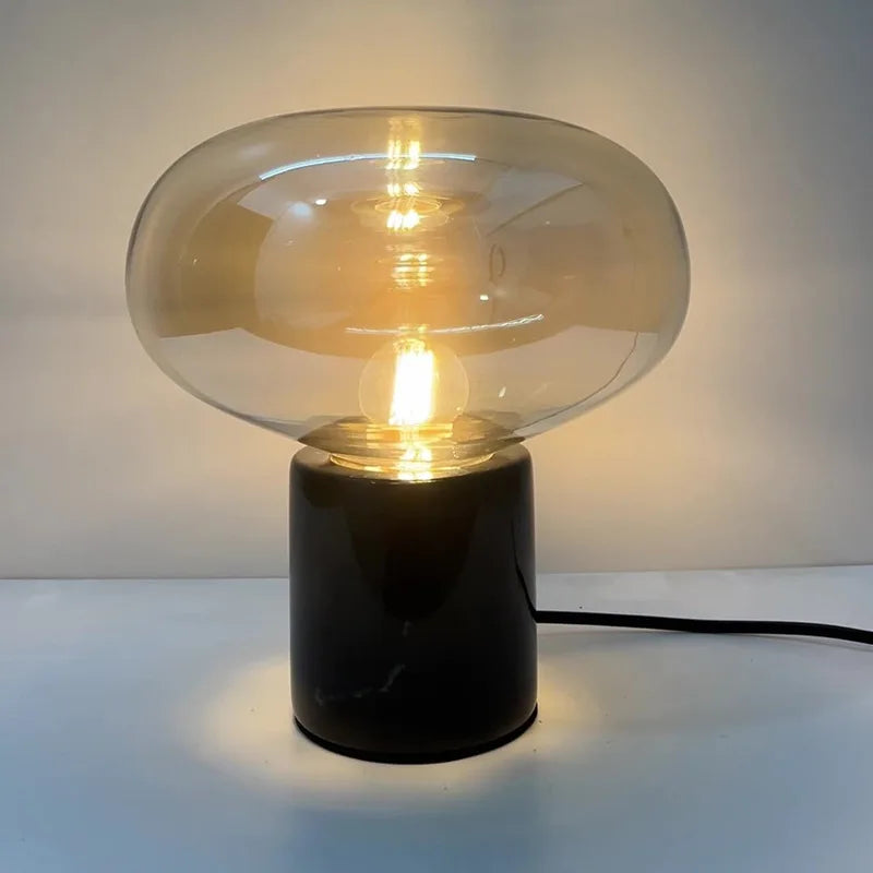 EmeraldGlow Nordic Desk Lamp With Glass Shade Forest Light