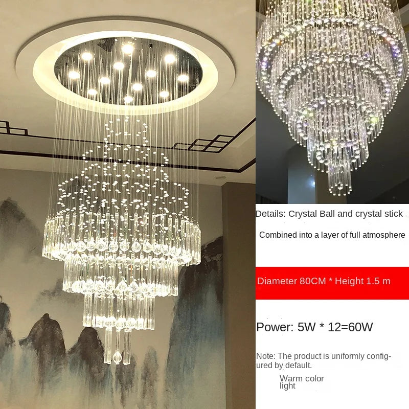 Lumina Krystal Lysekrone i Rustfrit Stål og Krystaller