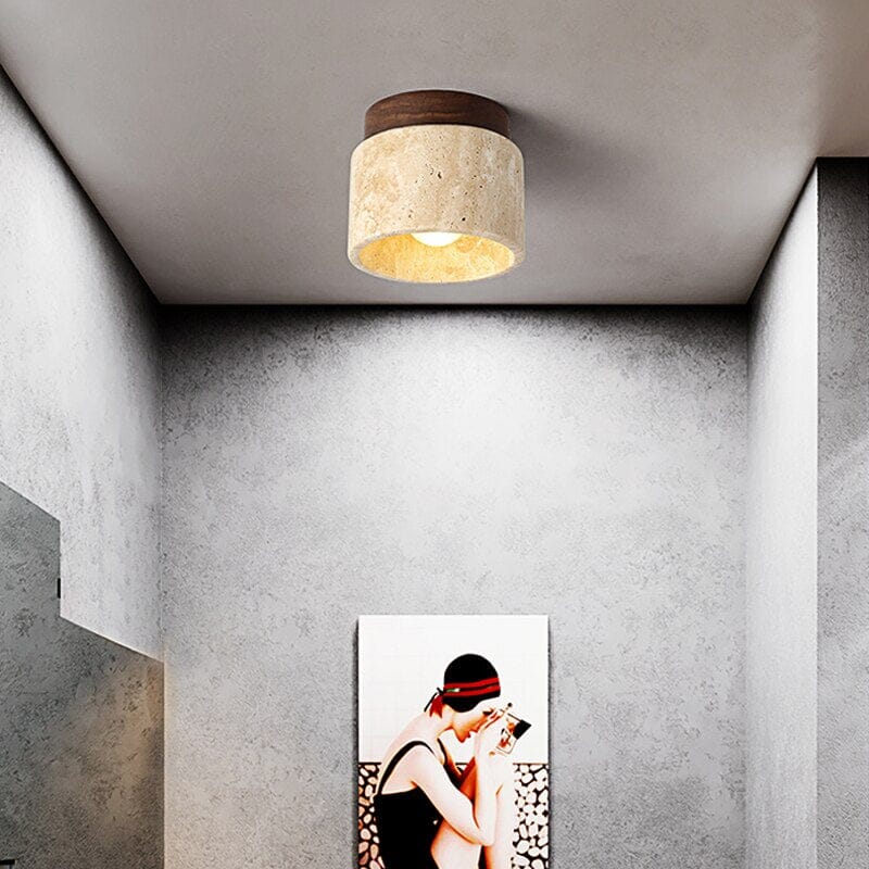 Aurelia Marmurowa Lampa Sufitowa w Żółtym Kolorze w Stylu Wabi Sabi