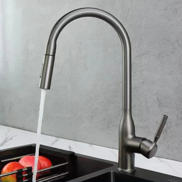 صنبور مطبخ AquaSpring نحاسي مصقول برأس زنبركي قابل للسحب
