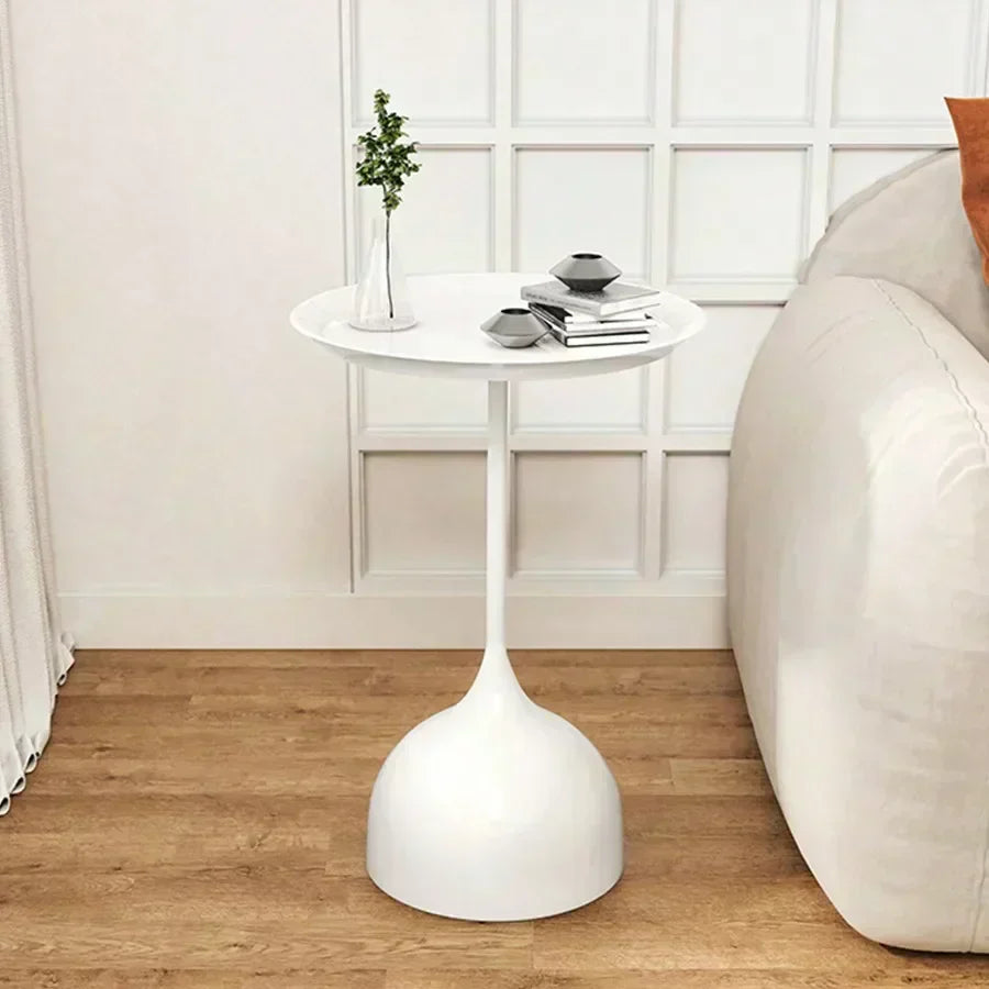 NordicLine Compact Round Metal Accent Side Table for Living Room