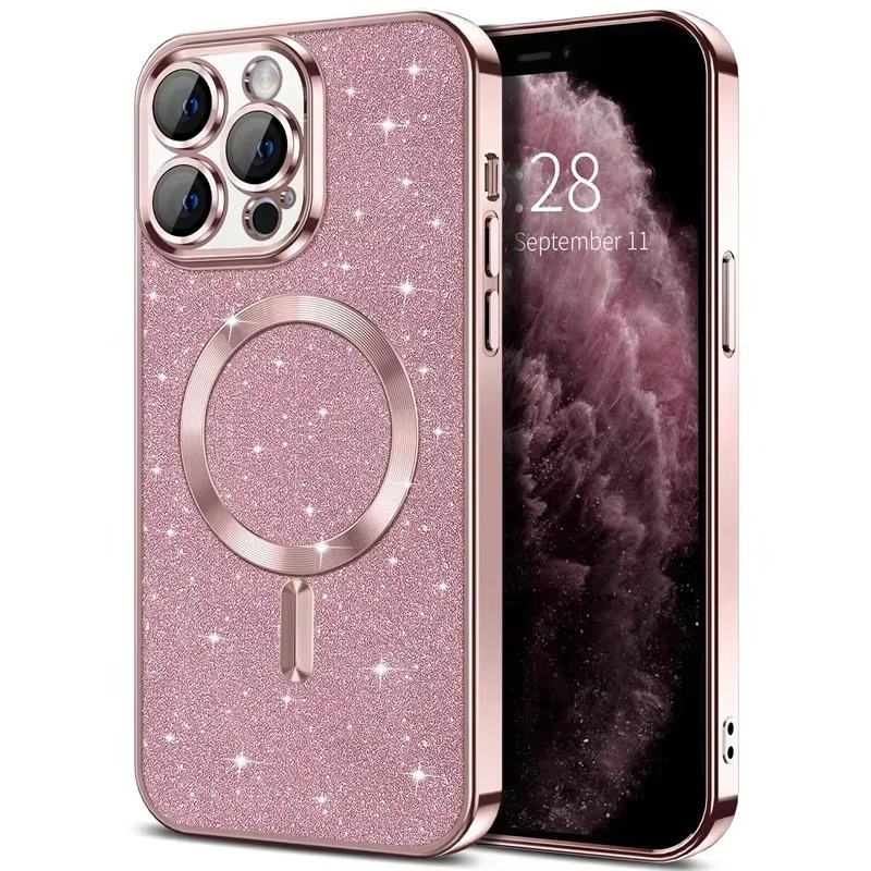 Glittery Electroplate MagSafe Case For iPhone, Protective Accessory