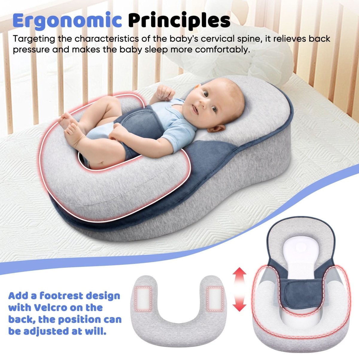 NovaNap Ergonomisches Baby-Kissen für sicheren Schlaf bei Säuglingen und Unterstützung der Kopfform
