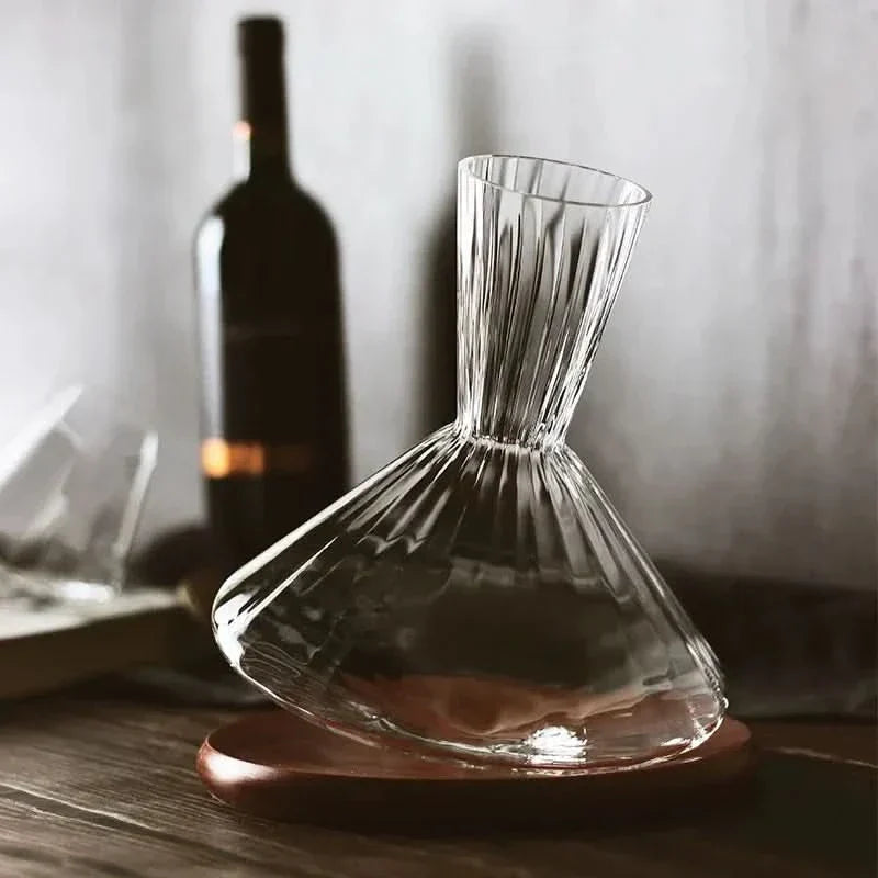 Otáčecí skleněná karafa na víno, 1 litr pro milovníky vína, elegantní stolní doplněk