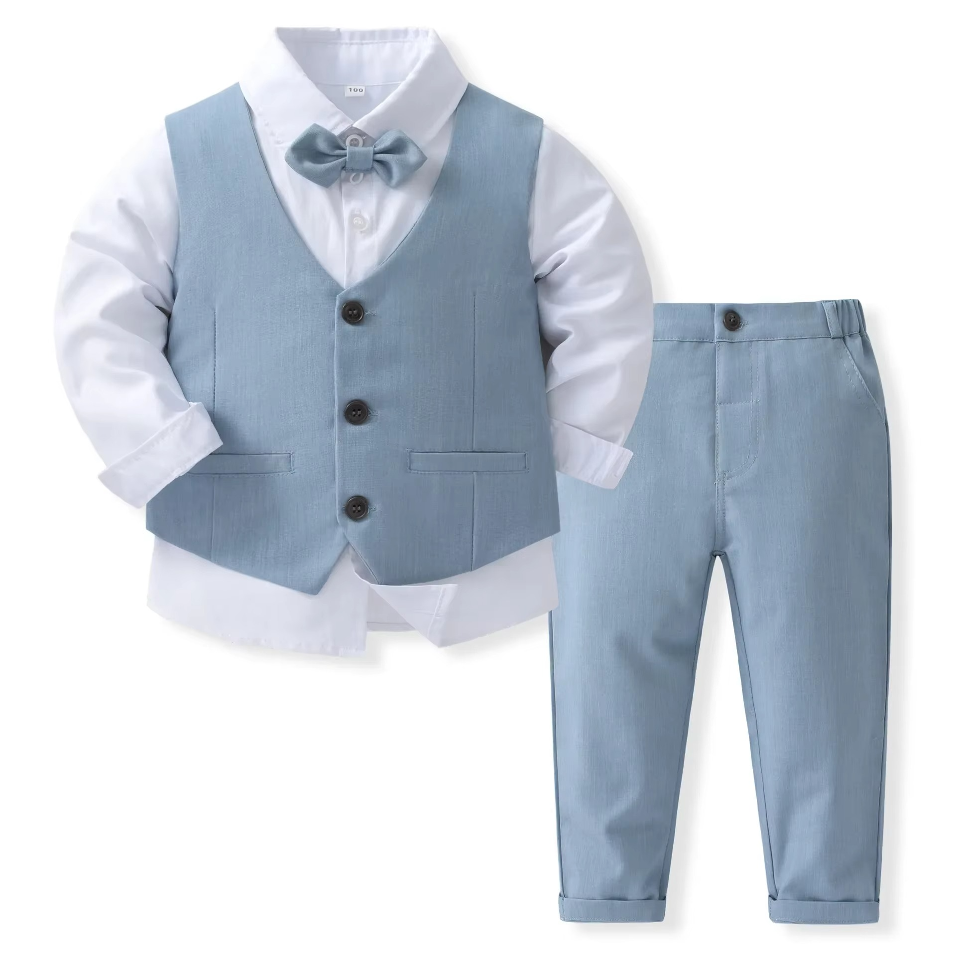 Klasický bavlněný formální outfit pro chlapce, oblečení na slavnostní příležitosti pro batolata a děti