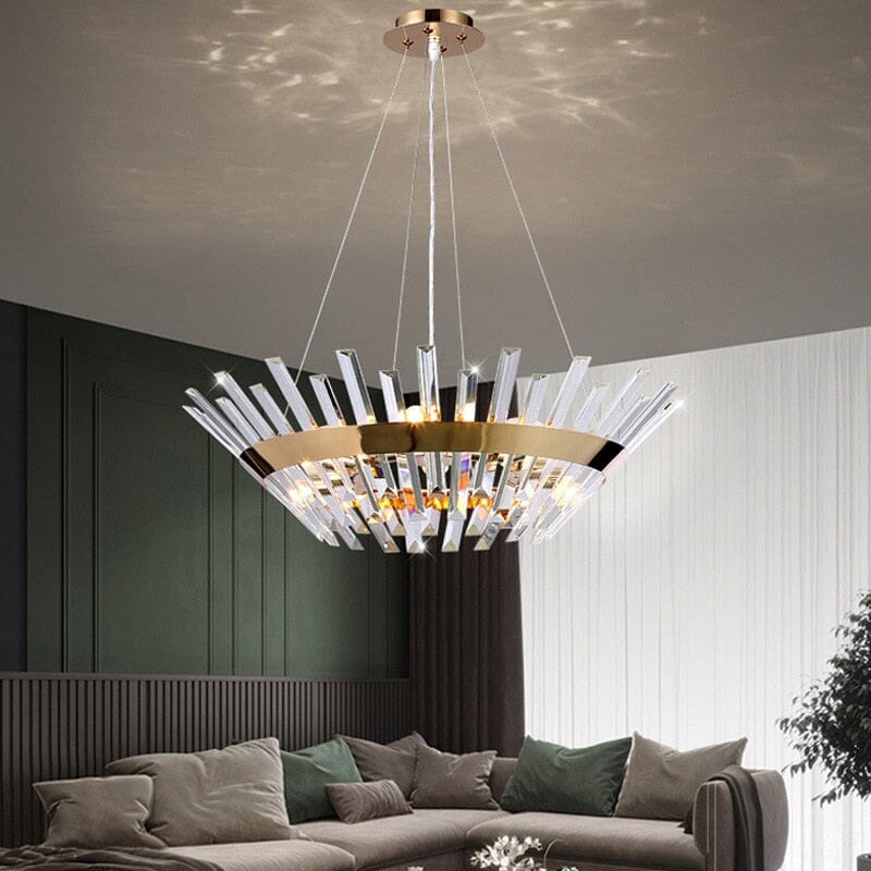 Elara Crystal Ring Chandelier With Champagne Gold Glow Crystals