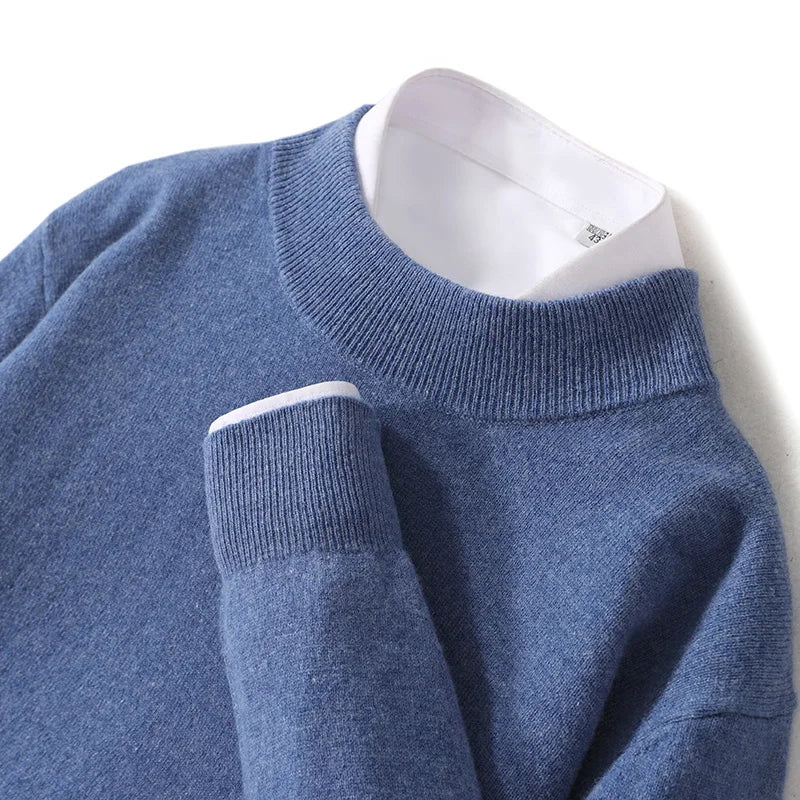 Astra Mens Pure Wool Cashmere Sweater With Half Neck Pullover