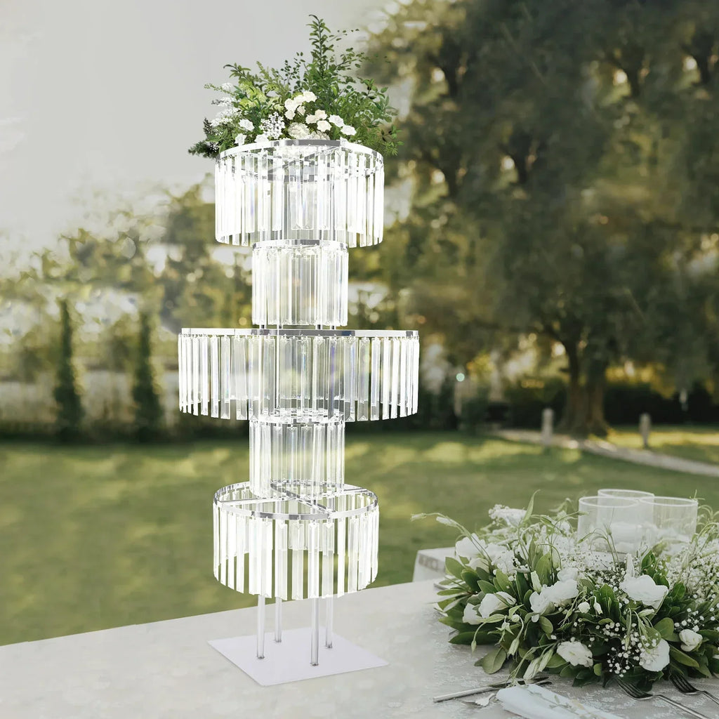 Stojak na kwiaty AuraFlora Crystal Accent pięciopoziomowy z metalowymi i akrylowymi półkami