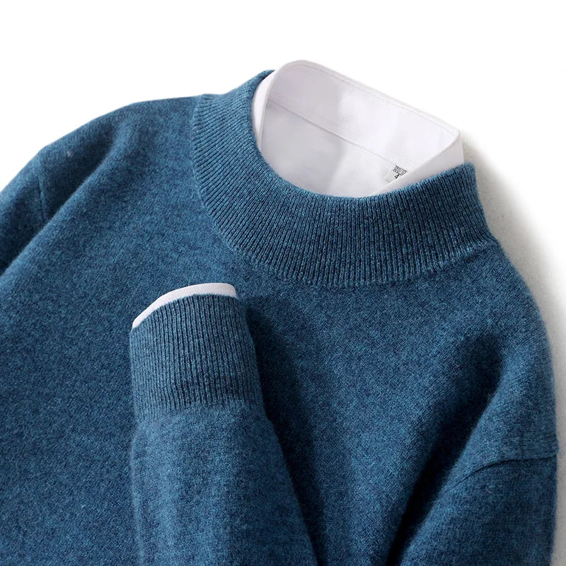Astra Mens Pure Wool Cashmere Sweater With Half Neck Pullover