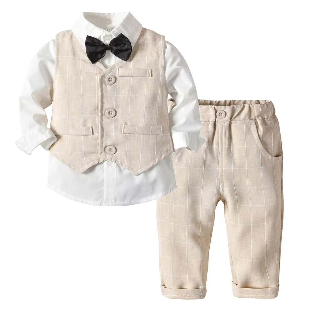 Klasický bavlněný formální outfit pro chlapce, oblečení na slavnostní příležitosti pro batolata a děti