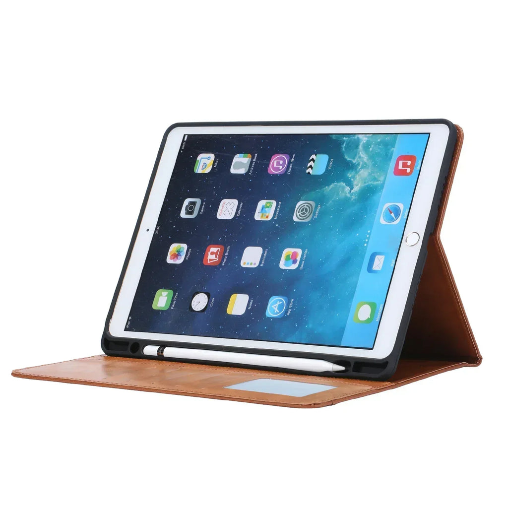 Husă flip din piele pentru iPad 9.7, 10.2, Air, Pro 9.7/10.5/11, rezistentă la apă și șocuri