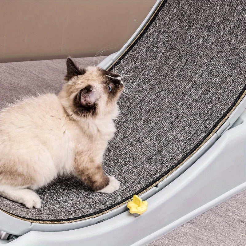 Ruota per gatti in legno silenziosa PurrTrack per esercizio con tappeto rimovibile