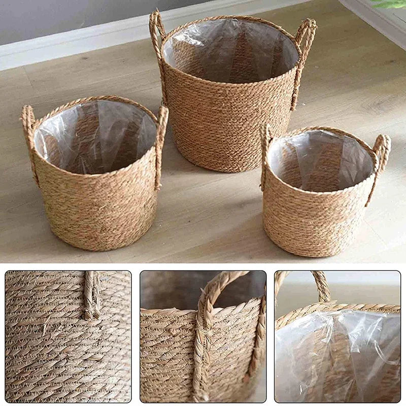 MeadowNest Handwoven Straw Pot And Storage Basket Extra Large