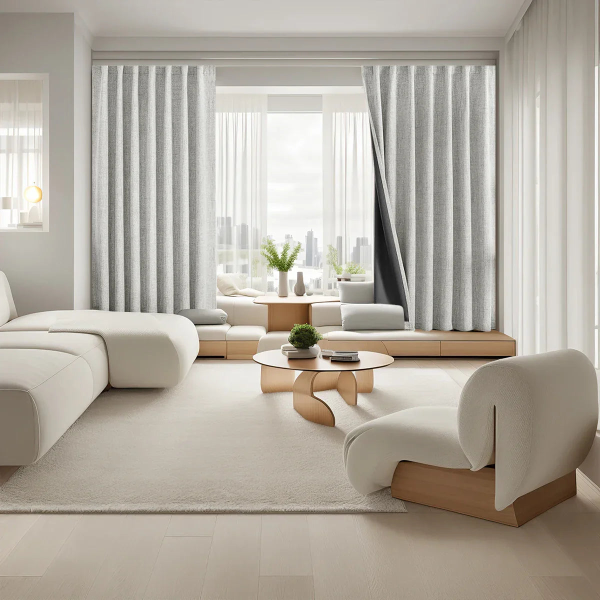 Noctavia 2 Panel 100% Blackout Linen Curtains With Tiebacks For Bedroom And Living Room