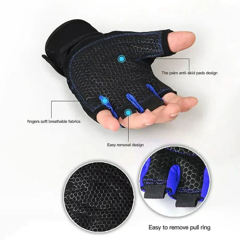 Shock-resistant training gloves with wrist support | For weight training, fitness & cycling