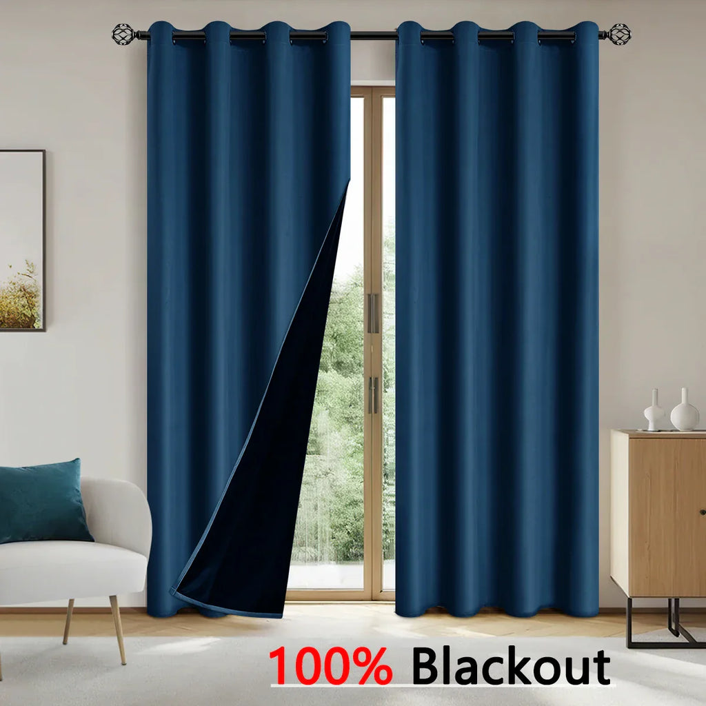 Luxedrape 100% Blackout Curtains With Coated Lining For Bedroom And Living Room