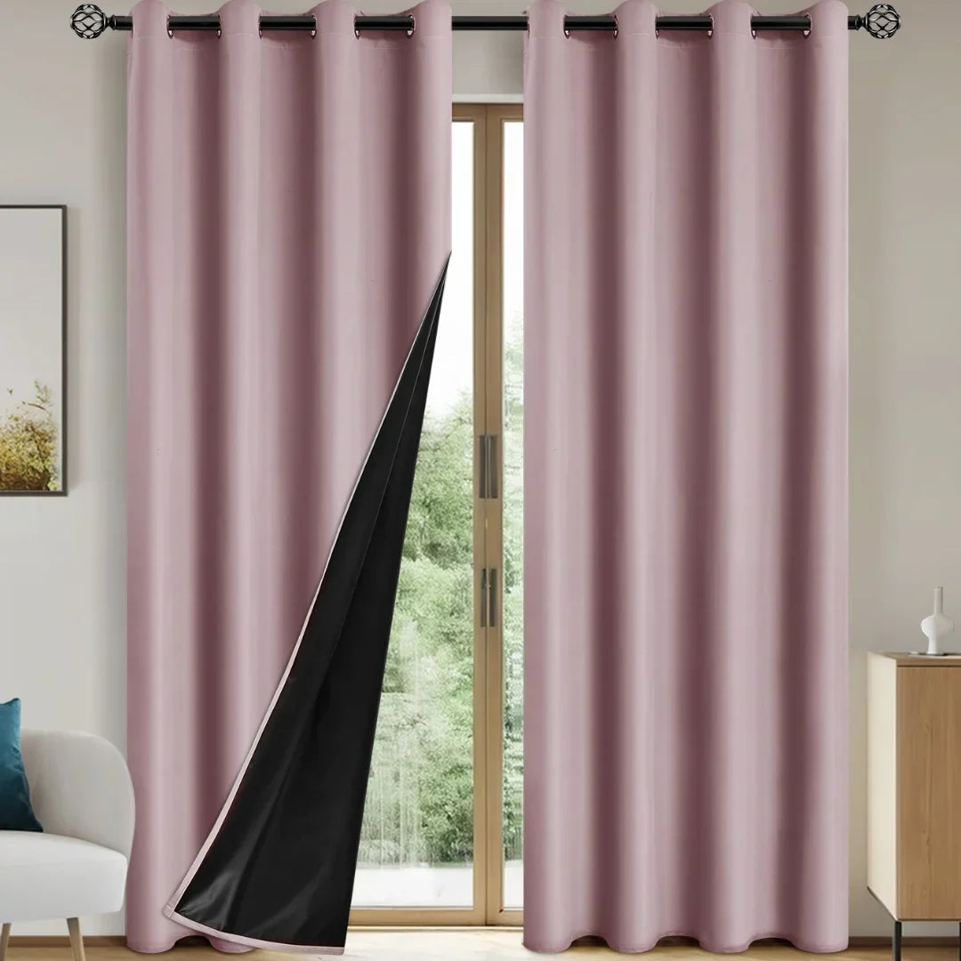Luxedrape 100% Blackout Curtains With Coated Lining For Bedroom And Living Room