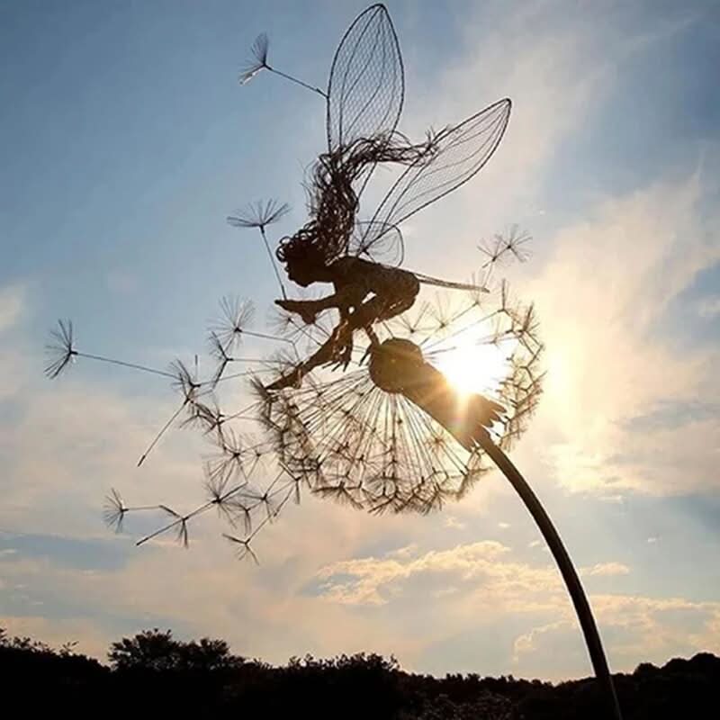 Fairy metalen tuinbeeld voor buiten, gazondecoratie en tuinornament