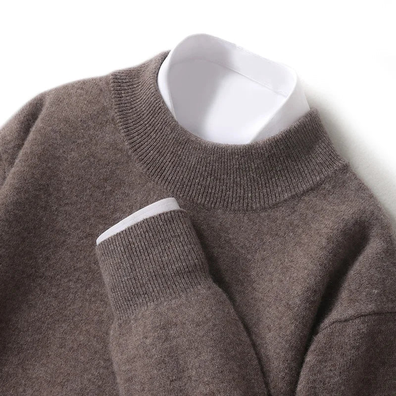 Astra Mens Pure Wool Cashmere Sweater With Half Neck Pullover