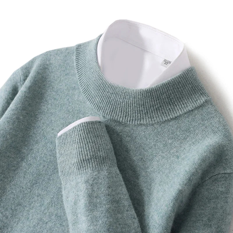 Astra Mens Pure Wool Cashmere Sweater With Half Neck Pullover