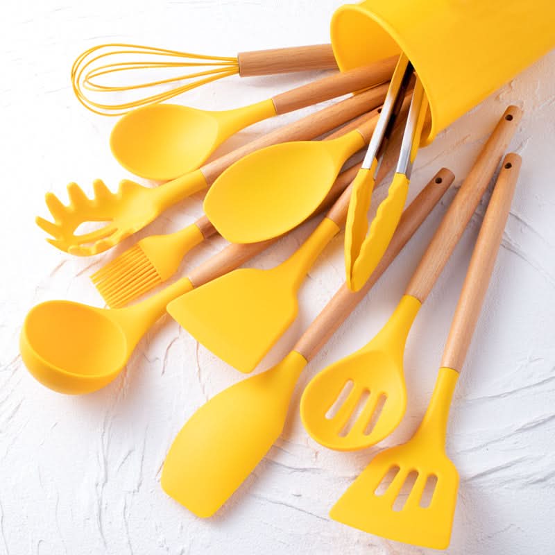 Cooklyn 12-osainen kuumuutta kestävä silikoninen keittiövälineiden setti turvalliseen tarttumattomaan ruoanlaittoon