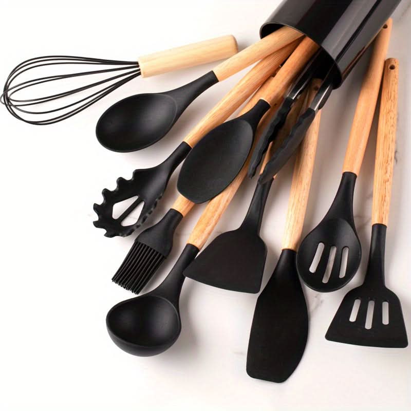 Cooklyn 12-osainen kuumuutta kestävä silikoninen keittiövälineiden setti turvalliseen tarttumattomaan ruoanlaittoon