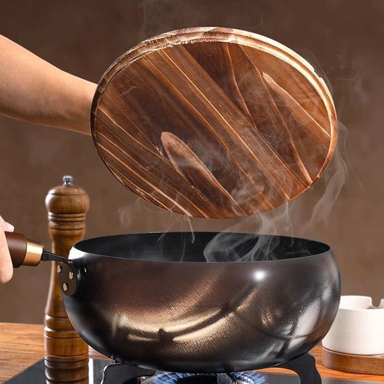Cast Forge slitesterk støpejernspanne med lokk for allsidig matlaging